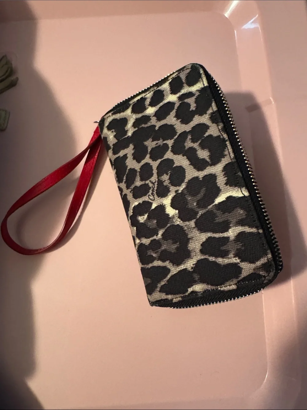 Coach wristlet leopard